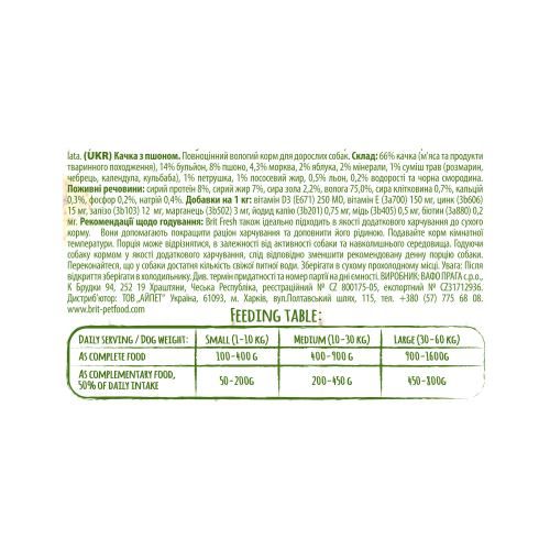 Влажный корм Brit Fresh Duck/Millet для собак с уткой и пшеном 400 г