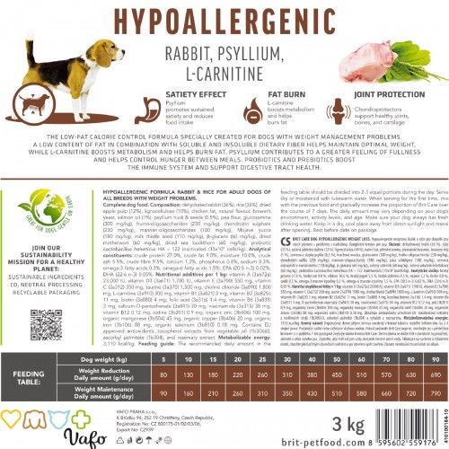 Сухий корм Brit Care Dog Hypoallergenic Weight Loss для собак із зайвою вагою гіпоалергенний з кроликом