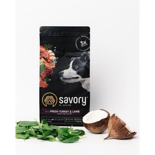 Сухий корм Savory Medium для собак середніх порід зі свіжим ягням та індичкою
