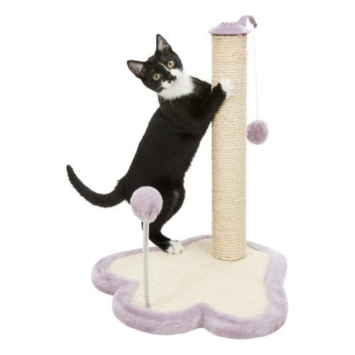 Когтеточка для котят Trixie Junior Столбик-лапа с игрушками сизаль/плюш светло-сиреневый/натуральный 40*38*50 см