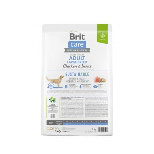 Сухий корм Brit Care Dog Sustainable Adult Large Breed для собак великих порід з куркою та комахами