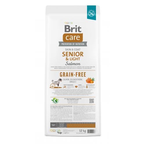 Сухий корм Brit Care Dog Grain-free Senior & Light для старіючих собак беззерновий з лососем