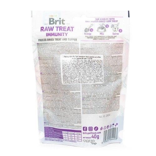 Лакомство для собак Brit Raw Treat freeze-dried Immunity для иммунитета ягненка и курица 40 г