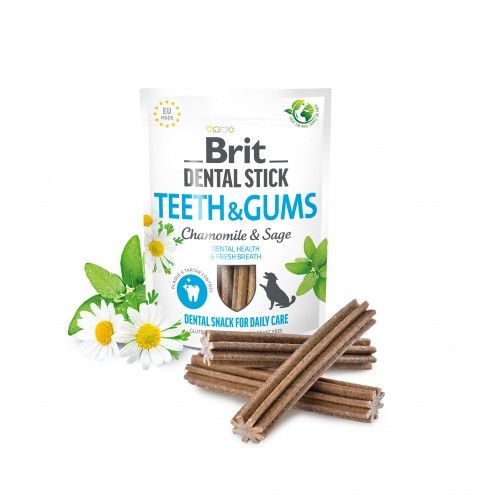 Лакомство для собак Brit Dental Stick Teeth & Gums здоровые десны и зубы ромашка и шалфей 7 шт 251 г