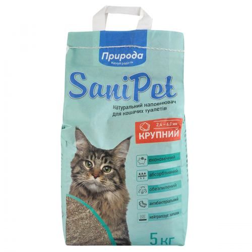 Наповнювач для котячого туалету Природа Sani Pet бентонітовий велика гранула 5 кг