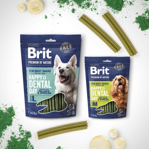 Лакомство для собак средних пород Brit Premium Dental Snacks M с коллагеном и спирулиной 180 г