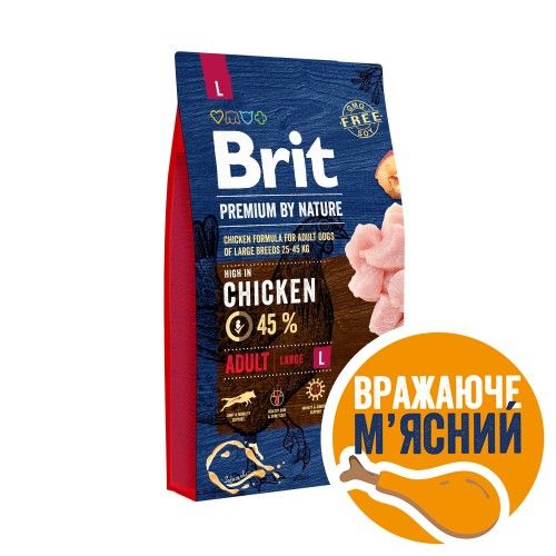 Сухий корм Brit Premium Dog Adult L для дорослих собак великих порід з куркою 3 кг