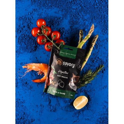 М'які ласощі Savory для покращення травлення котів качка з чебрецем 50 г
