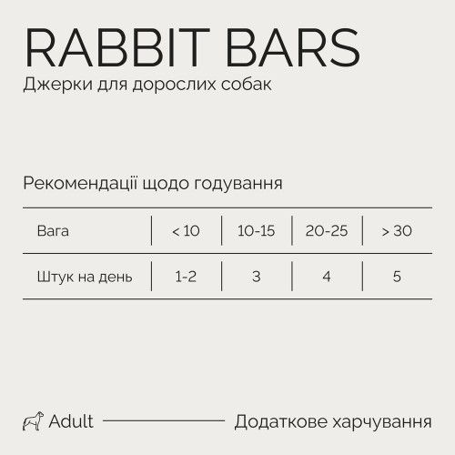 Джерки Savory Bars With Rabbit, батончики з кроликом, 100 г