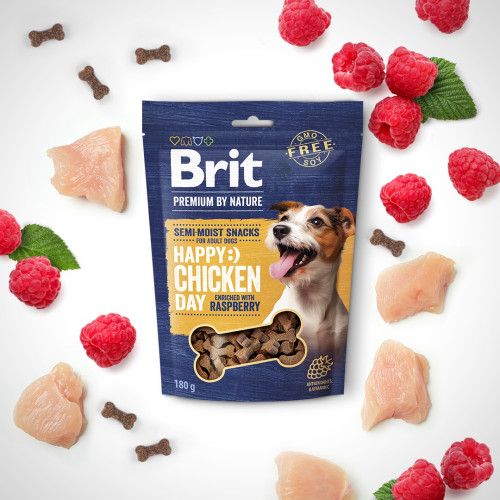 Лакомство для собак Brit Premium Semi-moist Snacks полувлажные с курицей и малиной 180 г
