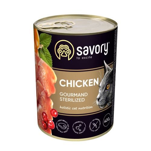 Вологий корм Savory для стерилізованих котів з куркою
