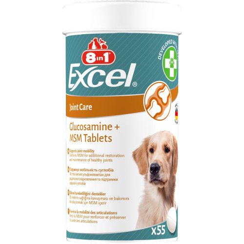 Вітаміни 8in1 Excel Glucosamine + MSM для цуценят та дорослих собак, для суглобів, 55 шт