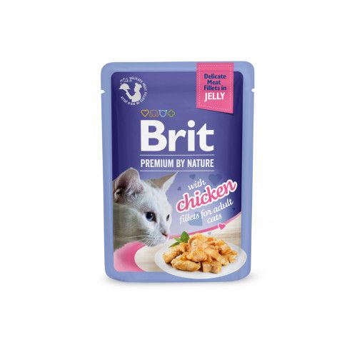 Корм влажный Brit Premium для кошек филе в желе курица 85 г
