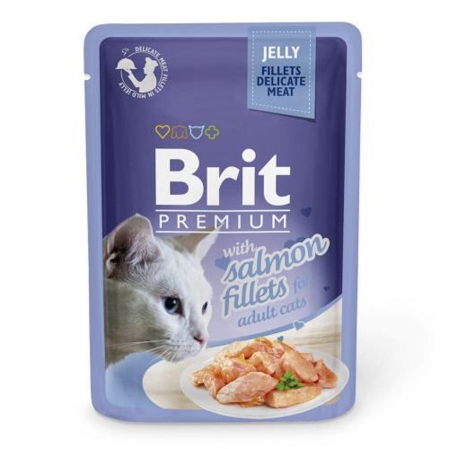 Вологий корм для котів Brit Premium  філе лосося в желе 85 г
