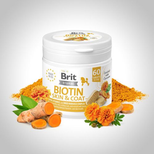 Вітаміни для собак Brit Vitamins Biotin Skin & Coat Care для шкіри та шерсті 60 таблеток