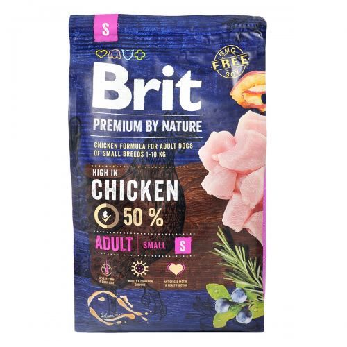 Сухий корм Brit Premium Dog Adult S для дорослих собак малих порід з куркою 1 кг