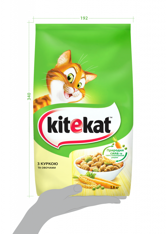 Сухий корм для котів  Kitekat з куркою та овочами 1,8 кг