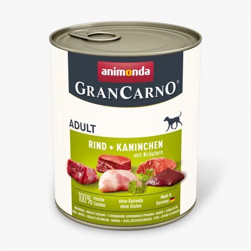 Влажный корм Animonda GranCarno для взрослых собак с говядиной кроликом и травами 800 г