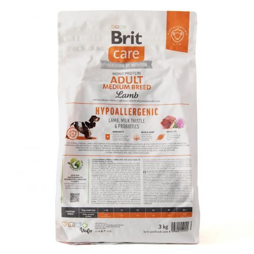 Сухий корм Brit Care Dog Hypoallergenic Adult Medium Breed для собак середніх порід гіпоалергенний з ягням