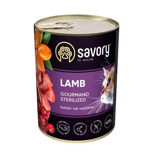 Вологий корм Savory для стерилізованих котів з ягням