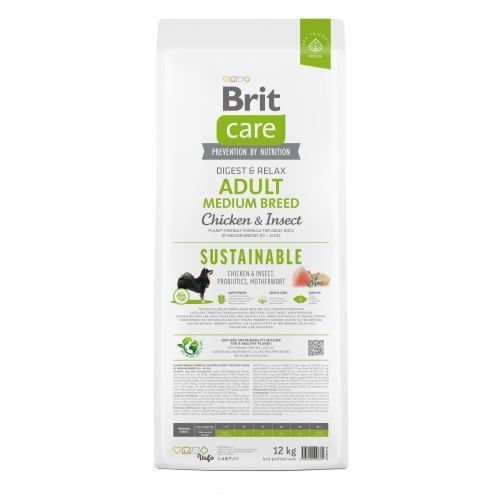 Сухий корм Brit Care Dog Sustainable Adult Medium Breed для собак середніх порід з куркою та комахами