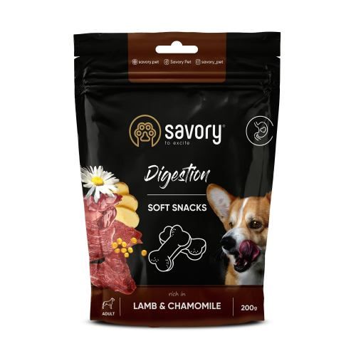 Мягкое лакомство Savory для улучшения пищеварения собак ягненок и ромашка 200 г