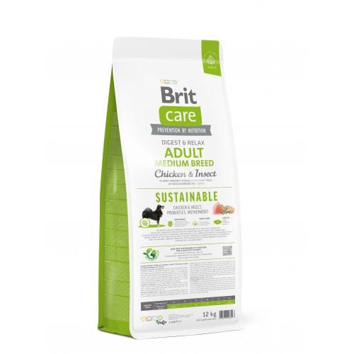 Сухий корм Brit Care Dog Sustainable Adult Medium Breed для собак середніх порід з куркою та комахами