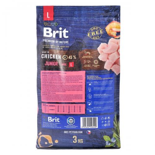 Сухий корм Brit Premium Dog Junior L для цуценят та юніорів великих порід з куркою 3 кг