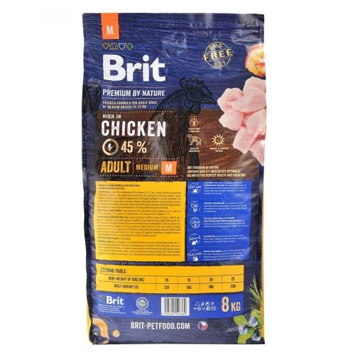 Сухий корм Brit Premium Dog Adult M для дорослих собак середніх порід з куркою 1 кг