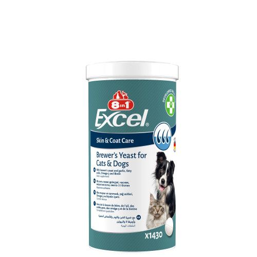 Вітаміни 8in1 Excel Brewers Yeast для собак та котів, пивні дріжджі з часником, для шкіри та шерсті, 1430 шт