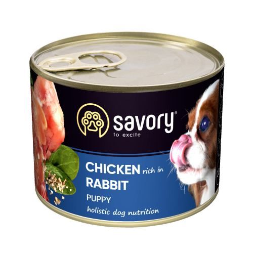 Вологий корм Savory для цуценят усіх порід з кроликом і куркою