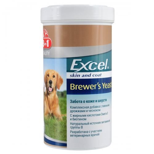 Вітаміни 8in1 Excel «Brewers Yeast» для собак та котів пивні дріжджі з часником 780 шт (для шкіри та шерсті)
