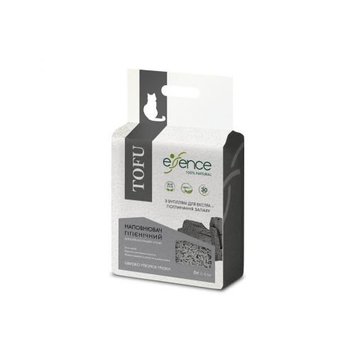 Наполнитель для кошачьего туалета Essence с тофу, с углем, 6 л