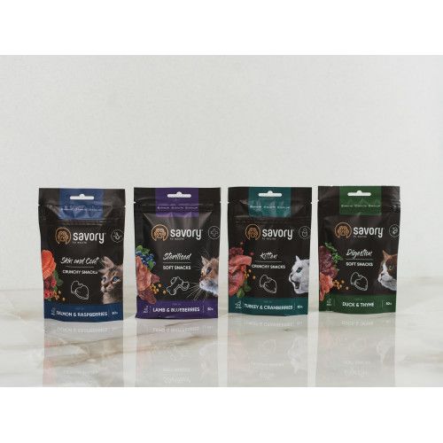 М'які ласощі Savory для покращення травлення котів качка з чебрецем 50 г
