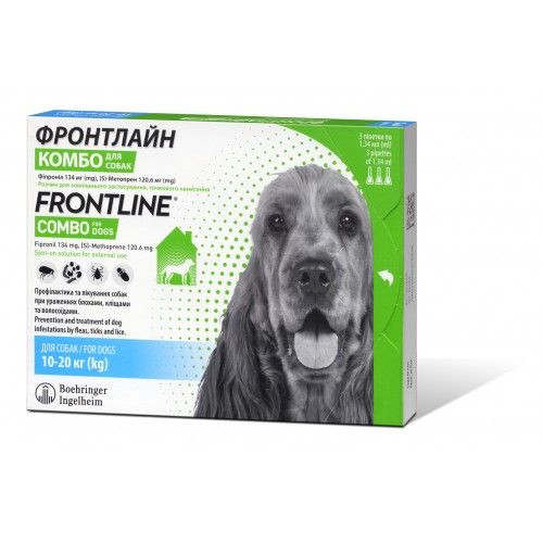 Краплі на холку Boehringer Ingelheim Frontline Combo для собак від 10 до 20 кг 3 піпетки
