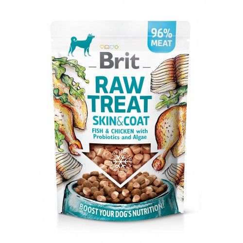 Лакомство для собак Brit Raw Treat freeze-dried Skin and Coat для кожи и шерсти рыба и курица 40 г