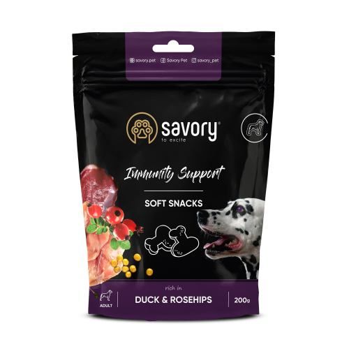 Мягкое лакомство Savory для укрепления иммунитета собак утка и шиповник 200 г