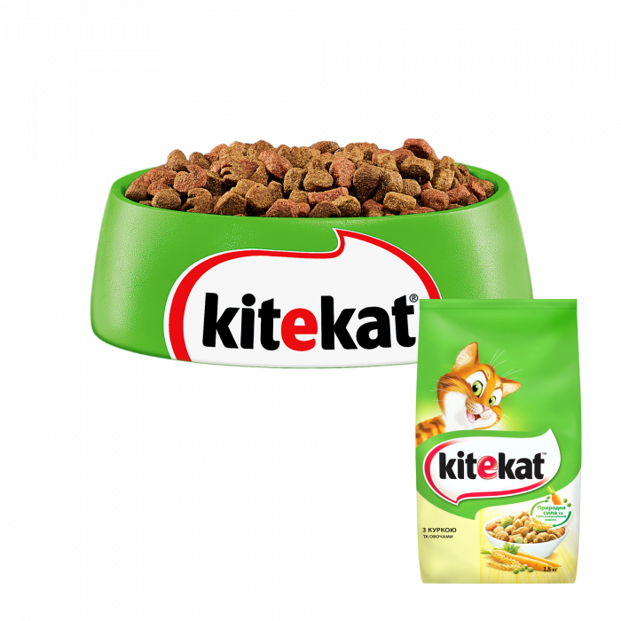 Сухий корм для котів  Kitekat з куркою та овочами 1,8 кг