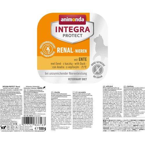 Вологий корм для котів   Integra Protect Renal dishes with Duck при хворобах нирок, з качкою, 100 г