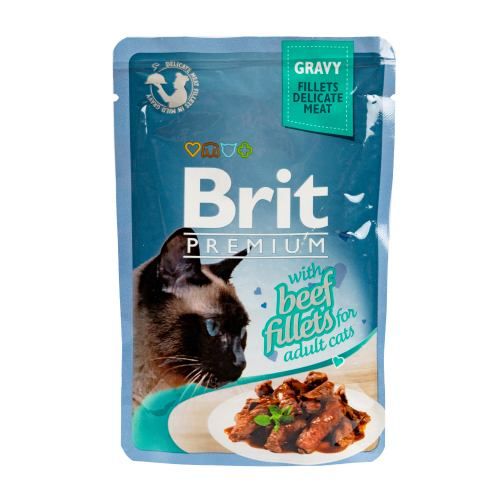 Вологий корм для котів Brit Premium  філе яловичини в соусі 85 г
