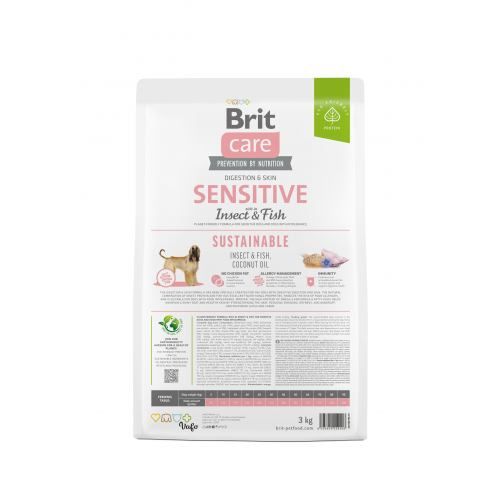 Сухий корм Brit Care Dog Sustainable Sensitive для собак з чутливим травленням з рибою та комахами