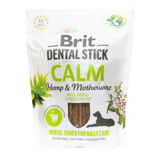 Лакомство для собак Brit Dental Stick Calm успокаивающая конопля и пустырник 7 шт 251 г