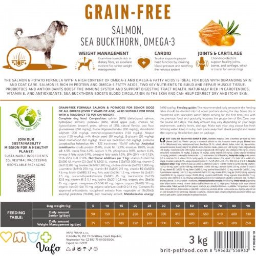 Сухий корм Brit Care Dog Grain-free Senior & Light для старіючих собак беззерновий з лососем