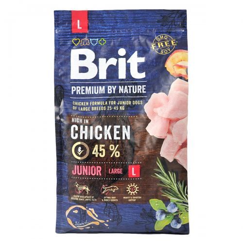 Сухий корм Brit Premium Dog Junior L для цуценят та юніорів великих порід з куркою 3 кг