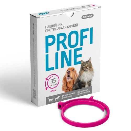 Нашийник Provet Profiline для котів та собак 35 см фуксія (інсектоакарицид)