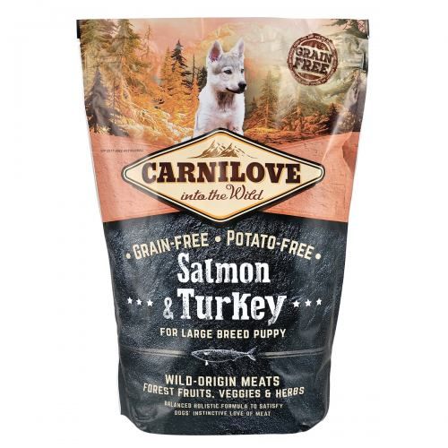 Сухий корм Carnilove Salmon & Turkey для цуценят та молодих собак великих порід лосось та індичка 1,5 кг