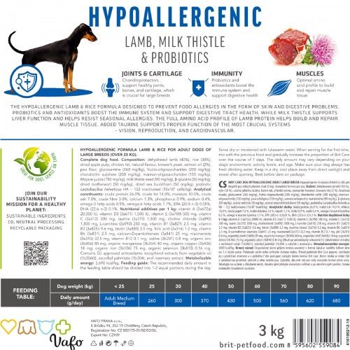 Сухий корм Brit Care Dog Hypoallergenic Adult Large Breed для собак великих порід гіпоалергенний з ягням