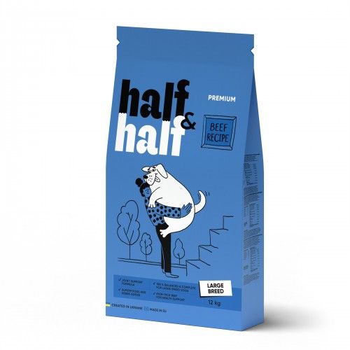 Сухой корм Half&Half для взрослых собак больших пород с говядиной