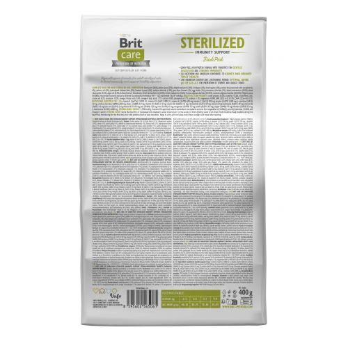 Сухий корм Brit Care Sterilized Immunity Support для стерилізованих котів зі свининою