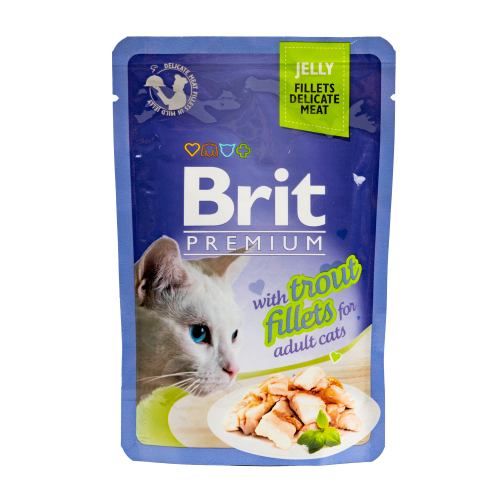Вологий корм для котів Brit Premium  філе форелі в желе 85 г